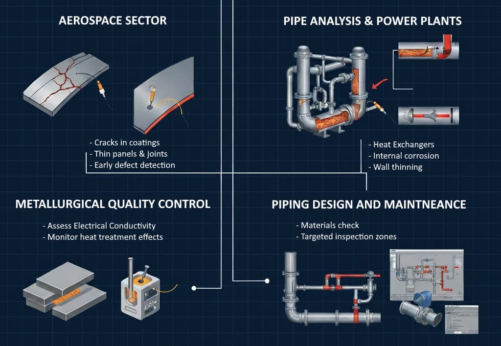 Main applications of the eddy current examination