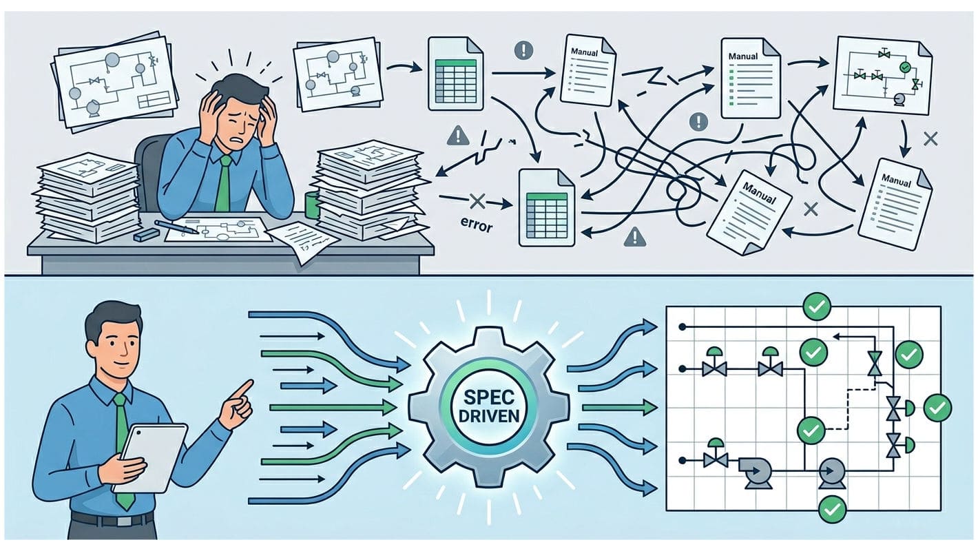 P&ID spec driven how to set up piping spec rules to reduce errors