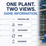 P&ID and 3D piping model representing the same industrial plant from complementary perspectives